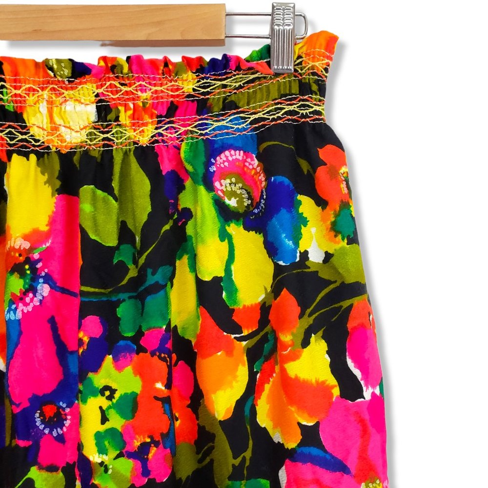 Vintage 60's/70's Vibrant Multicolored Floral Print A-line Maxi Skirt Large - Picture 4 of 8
